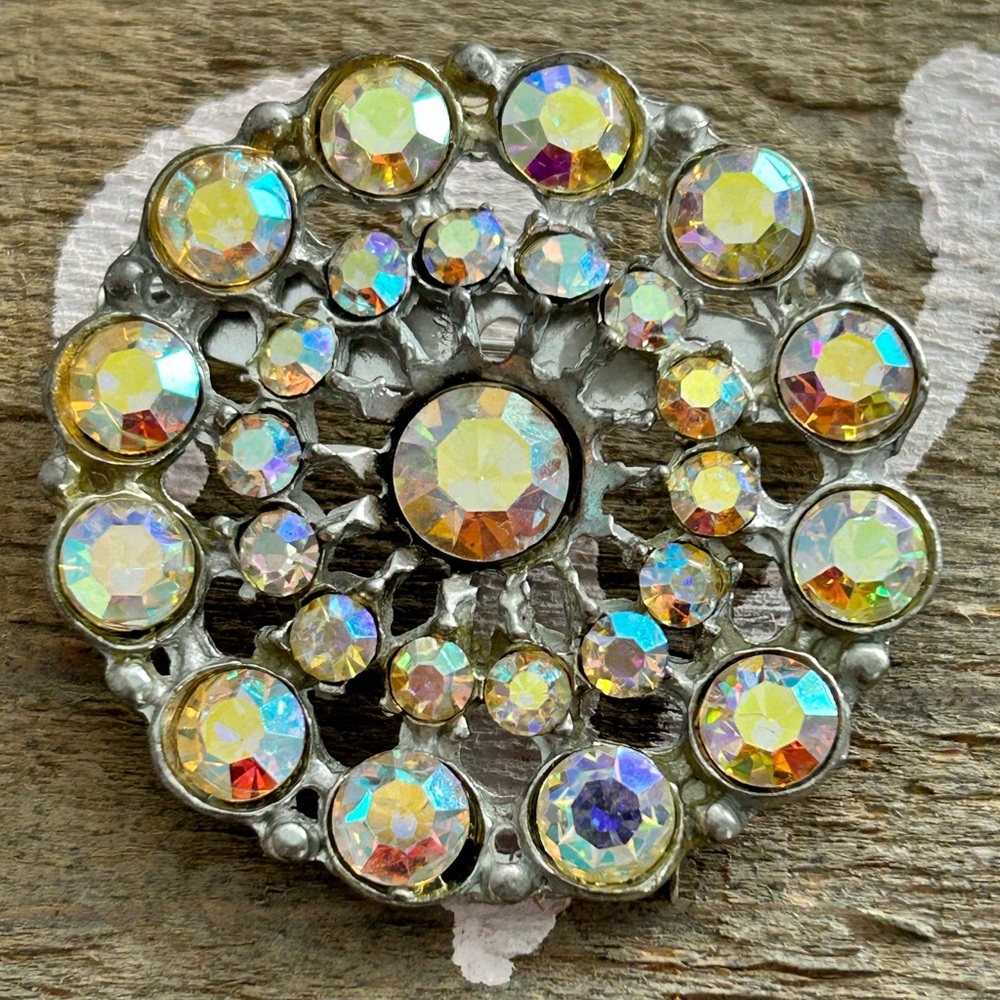 4/$50 AB boralis Iridescent Crystal Brooch